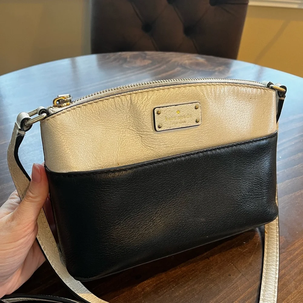 kate spade Two-Tone Black and Cream Pebbled Leather Crossbody